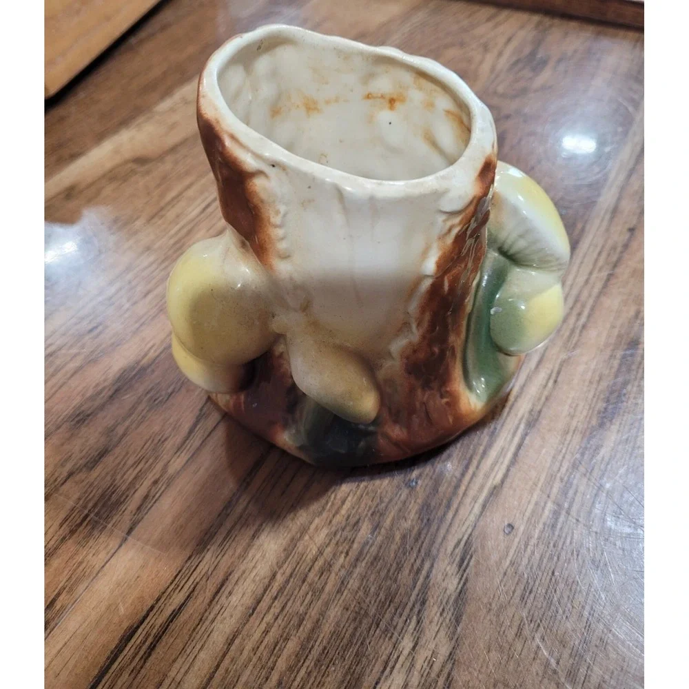 Vintage Ceramic Planter Mushroom Tree Stump